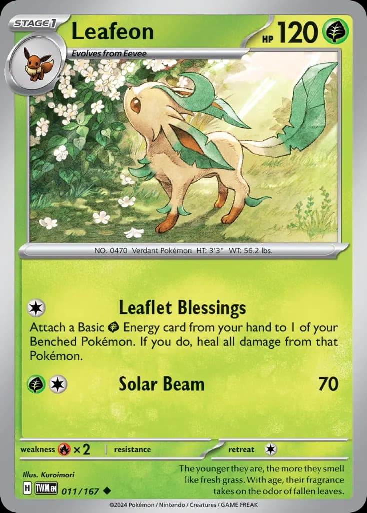 Leafeon — Twilight Masquerade 11 Pokémon card