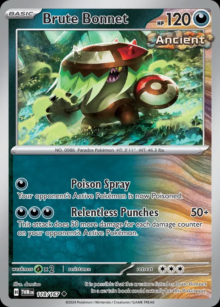 Brute Bonnet — Twilight Masquerade 118 Pokémon card