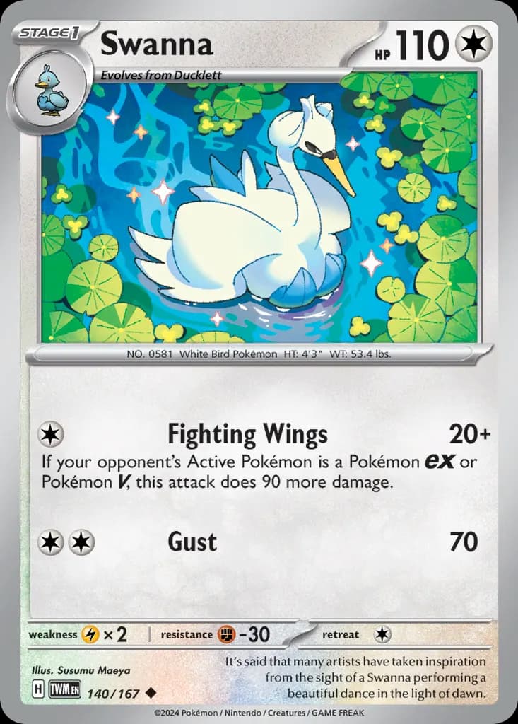 Swanna — Twilight Masquerade 140 Pokémon card