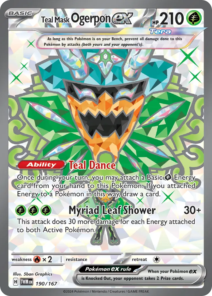Teal Mask Ogerpon ex — Twilight Masquerade 190 Pokémon card