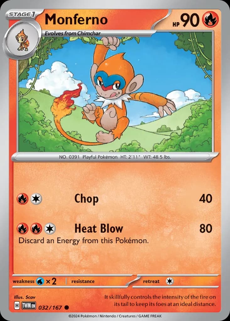 Monferno — Twilight Masquerade 32 Pokémon card