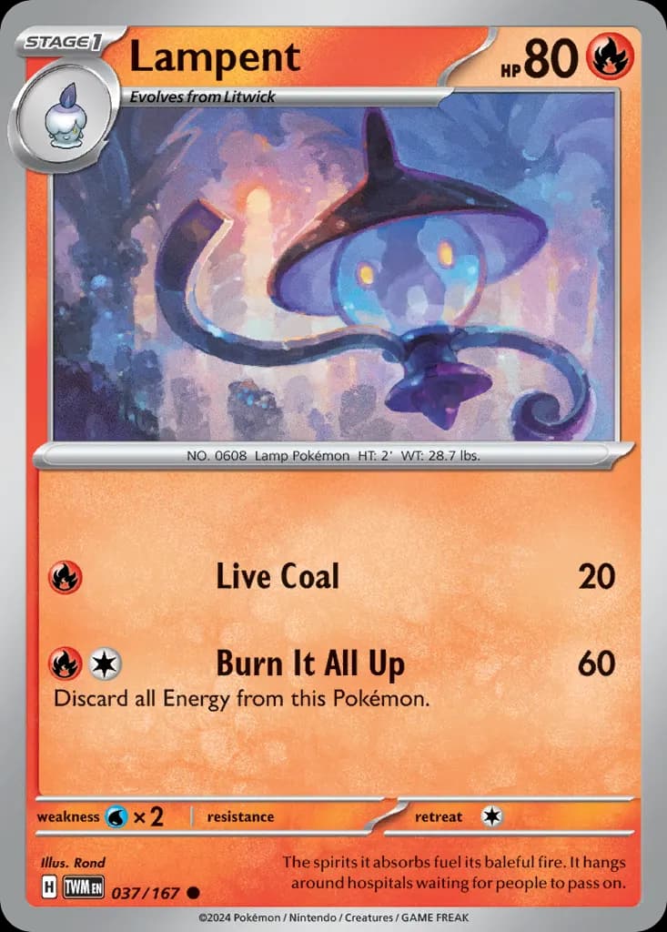Lampent — Twilight Masquerade 37 Pokémon card