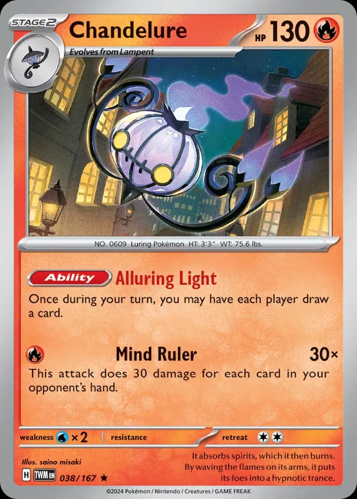 Chandelure — Twilight Masquerade 38 Pokémon card