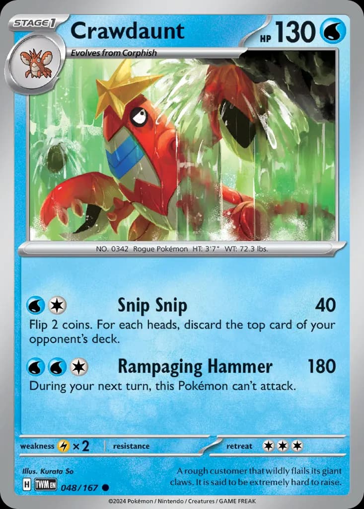 Crawdaunt — Twilight Masquerade 48 Pokémon card