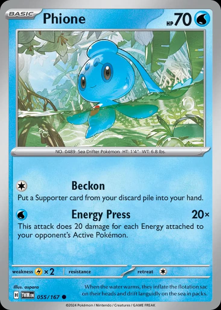 Phione — Twilight Masquerade 55 Pokémon card