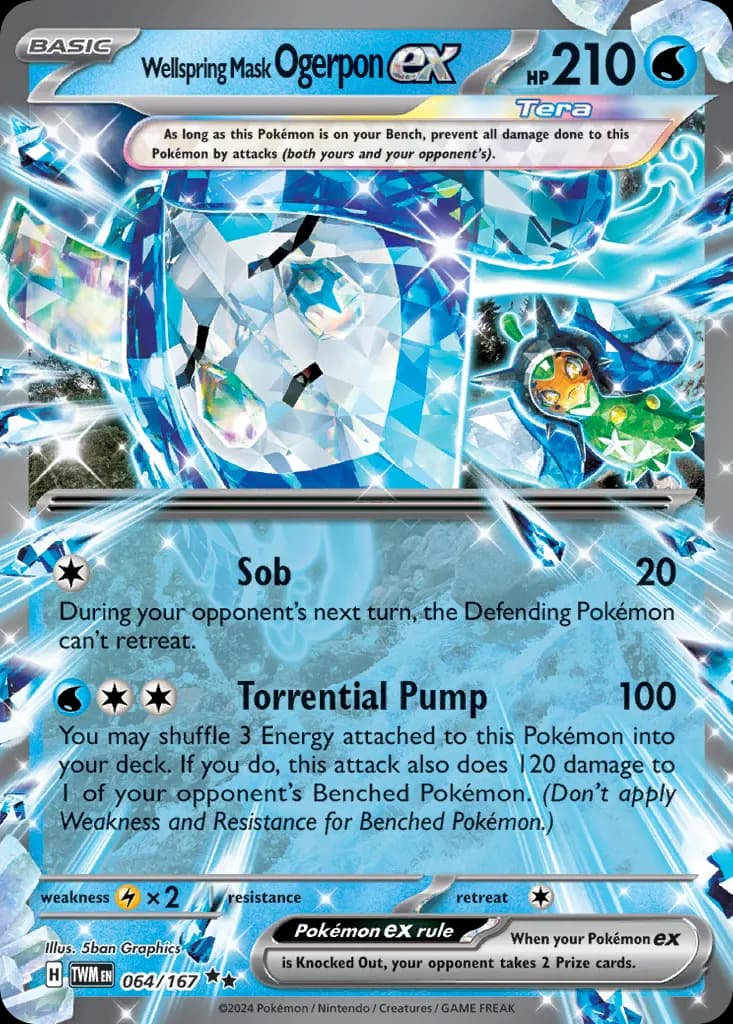 Wellspring Mask Ogerpon ex — Twilight Masquerade 64 Pokémon card