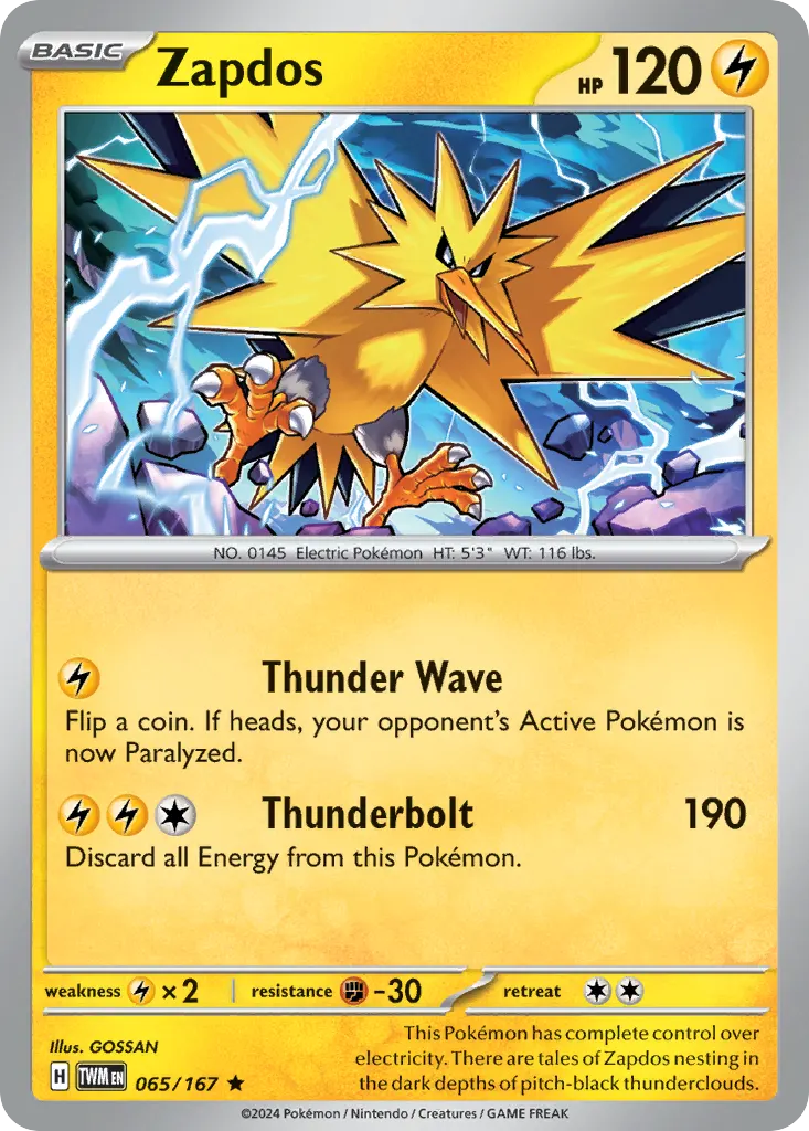 Zapdos — Twilight Masquerade 65 Pokémon card
