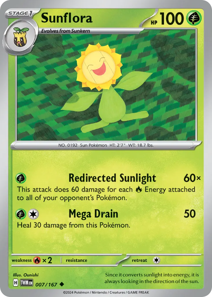 Sunflora — Twilight Masquerade 7 Pokémon card