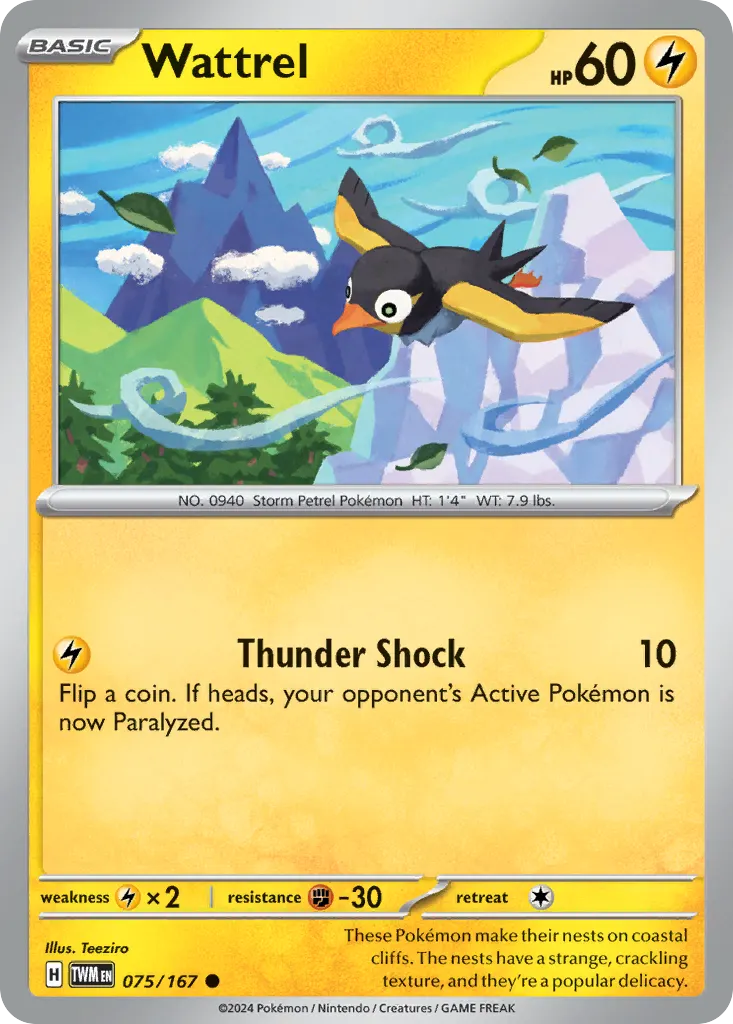 Wattrel — Twilight Masquerade 75 Pokémon card