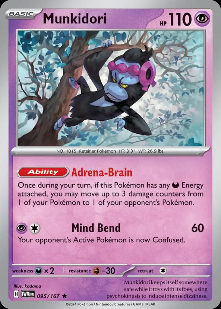 Munkidori — Twilight Masquerade 95 Pokémon card