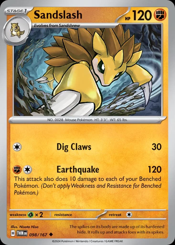 Sandslash — Twilight Masquerade 98 Pokémon card