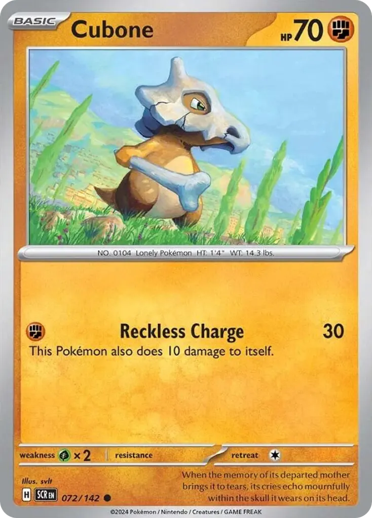 Cubone — Stellar Crown 72 Pokémon card