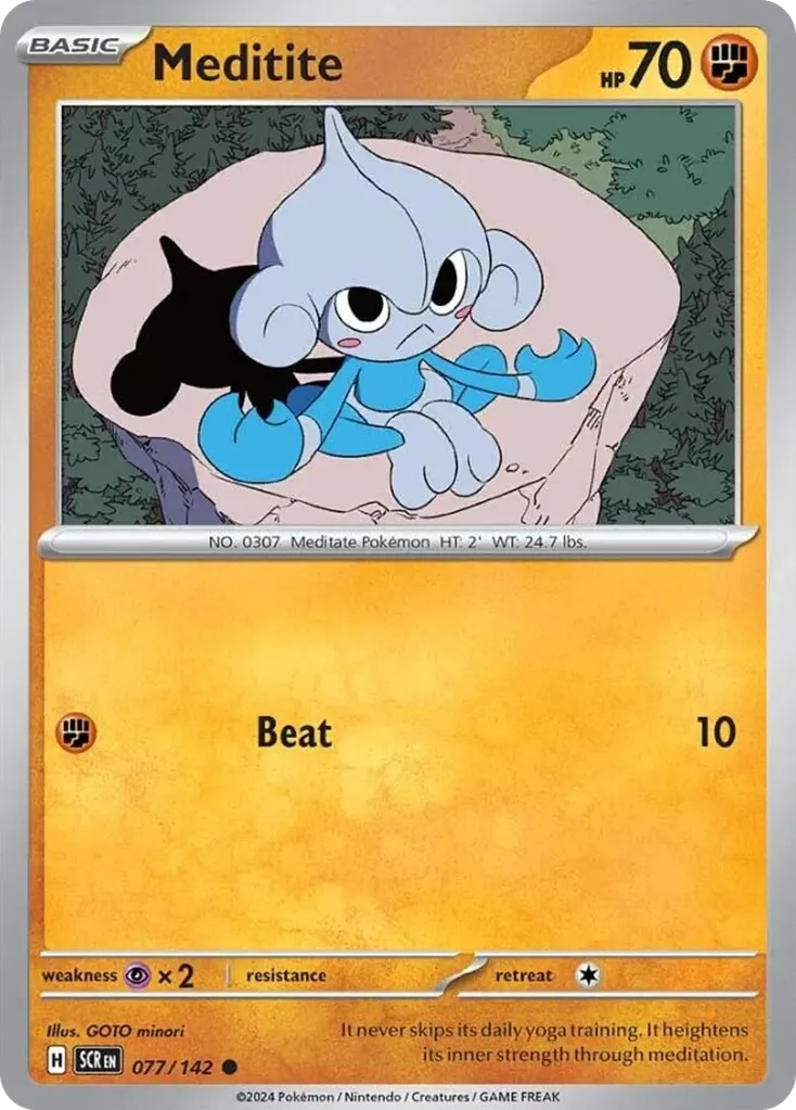 Meditite — Stellar Crown 77 Pokémon card
