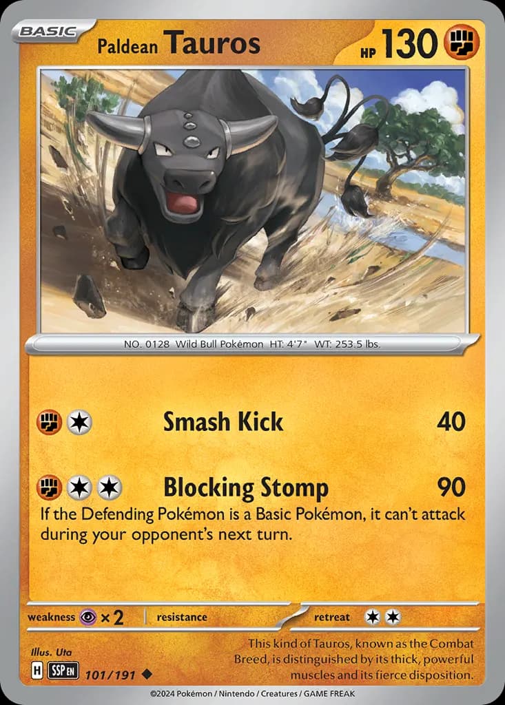 Paldean Tauros — Surging Sparks 101 Pokémon card
