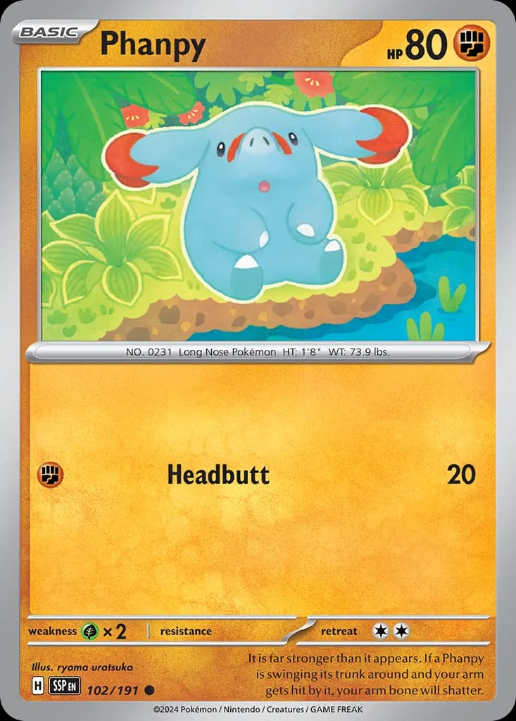 Phanpy — Surging Sparks 102 Pokémon card