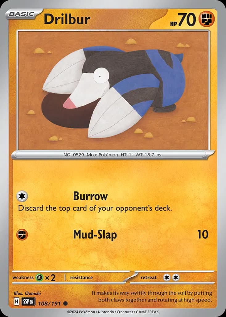 Drilbur — Surging Sparks 108 Pokémon card