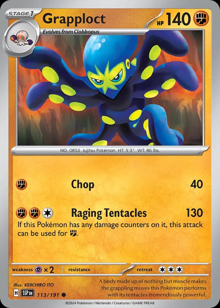 Grapploct — Surging Sparks 113 Pokémon card