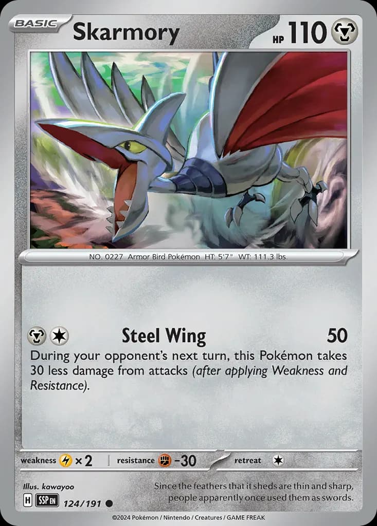 Skarmory — Surging Sparks 124 Pokémon card