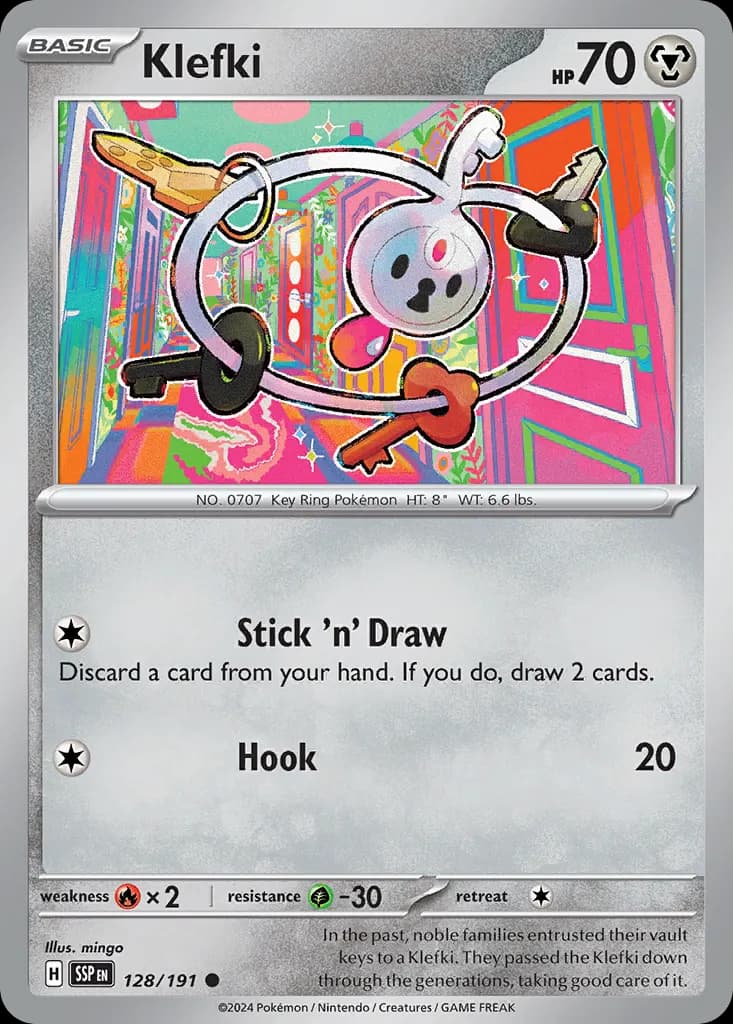 Klefki — Surging Sparks 128 Pokémon card
