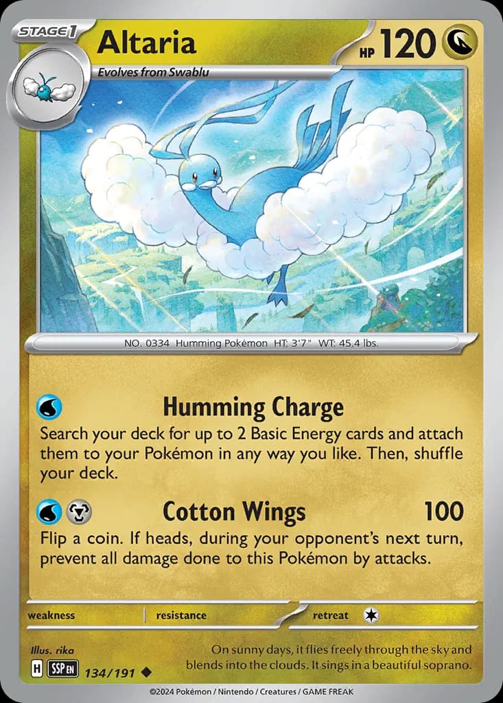 Altaria — Surging Sparks 134 Pokémon card