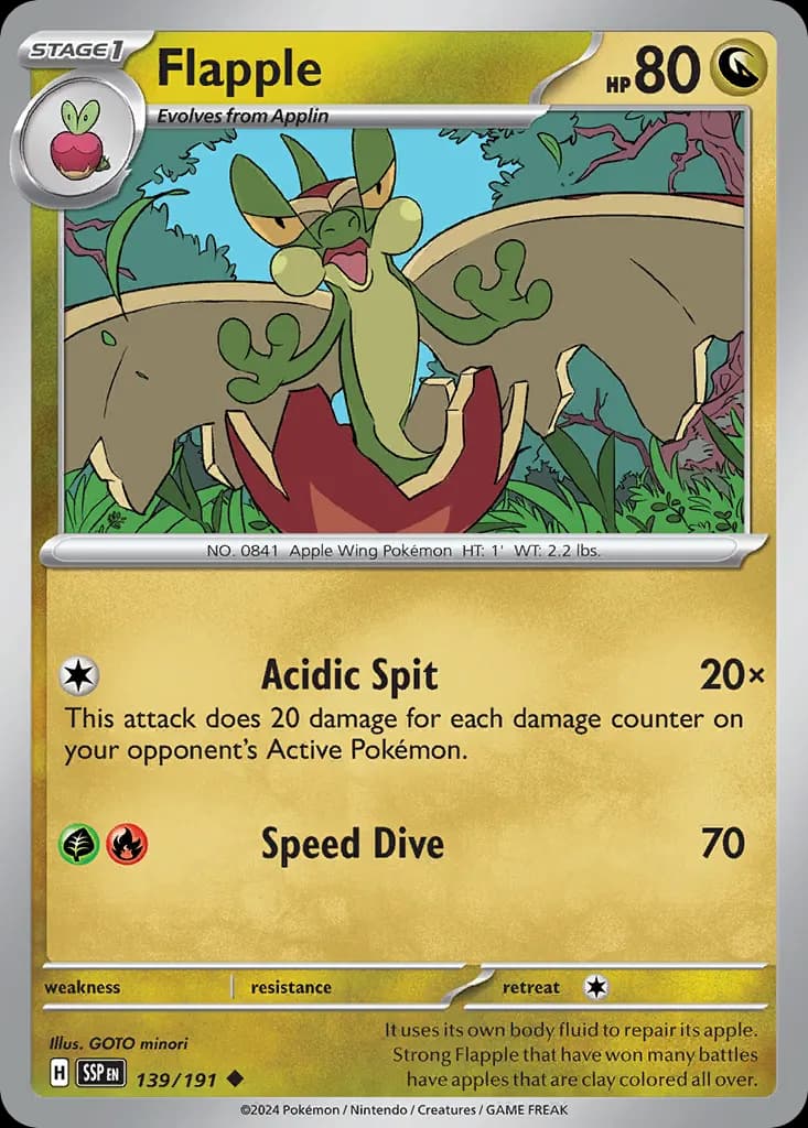 Flapple — Surging Sparks 139 Pokémon card