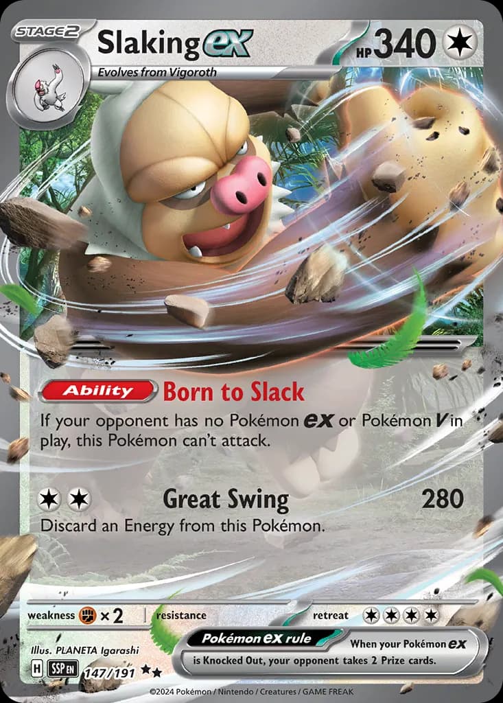 Slaking ex — Surging Sparks 147 Pokémon card