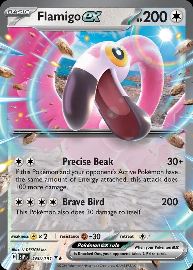 Flamigo ex — Surging Sparks 160 Pokémon card