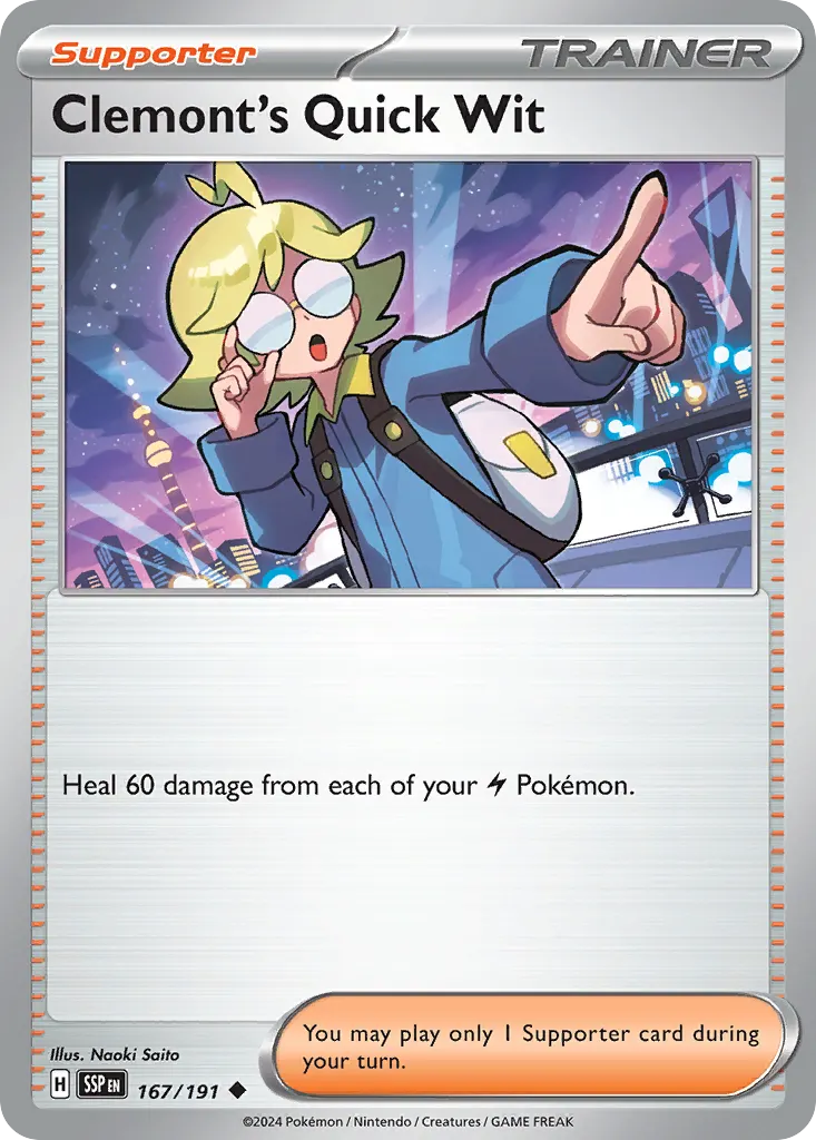 Clemont's Quick Wit — Surging Sparks 167 Pokémon card
