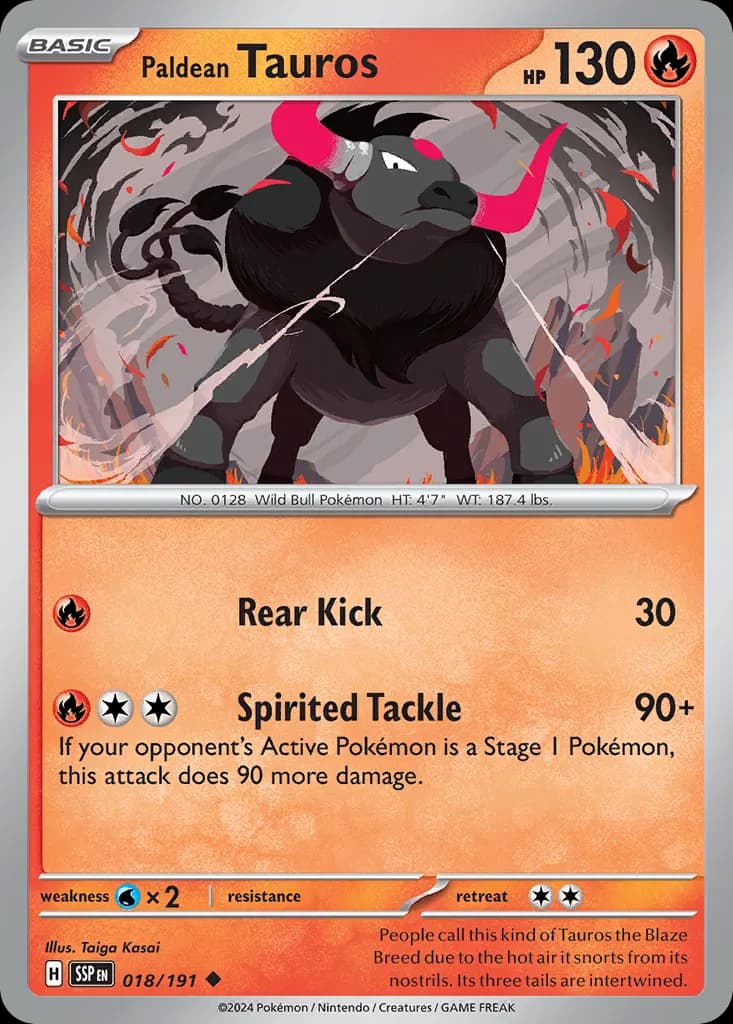 Paldean Tauros — Surging Sparks 18 Pokémon card