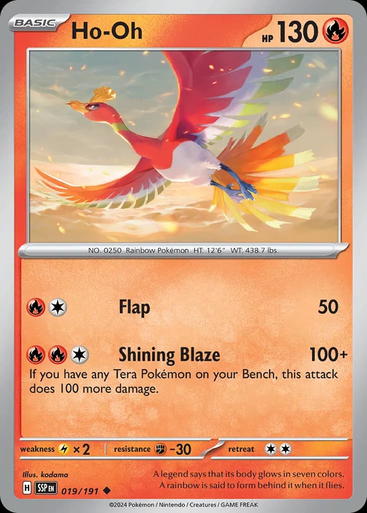 Ho-Oh — Surging Sparks 19 Pokémon card