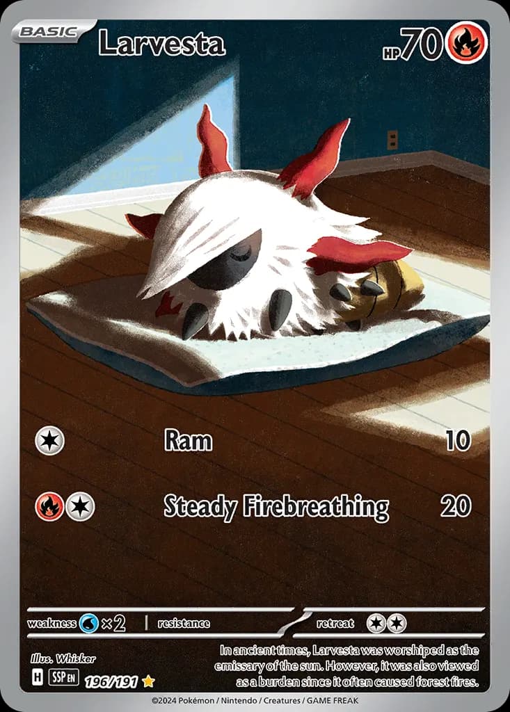 Larvesta — Surging Sparks 196 Pokémon card