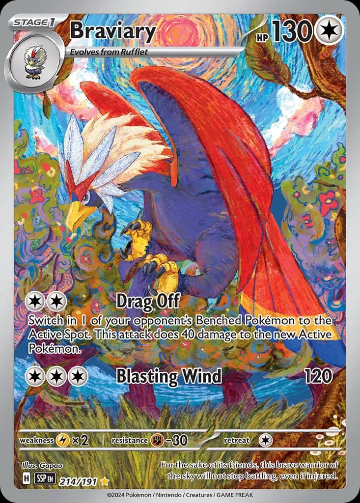 Braviary — Surging Sparks 214 Pokémon card