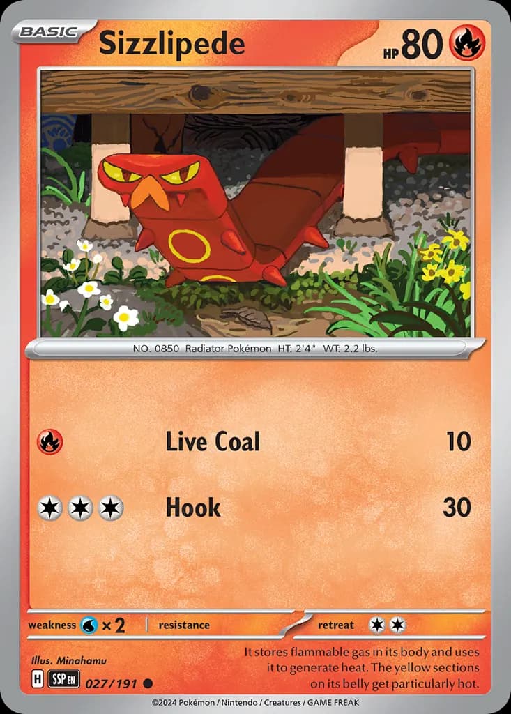 Sizzlipede — Surging Sparks 27 Pokémon card