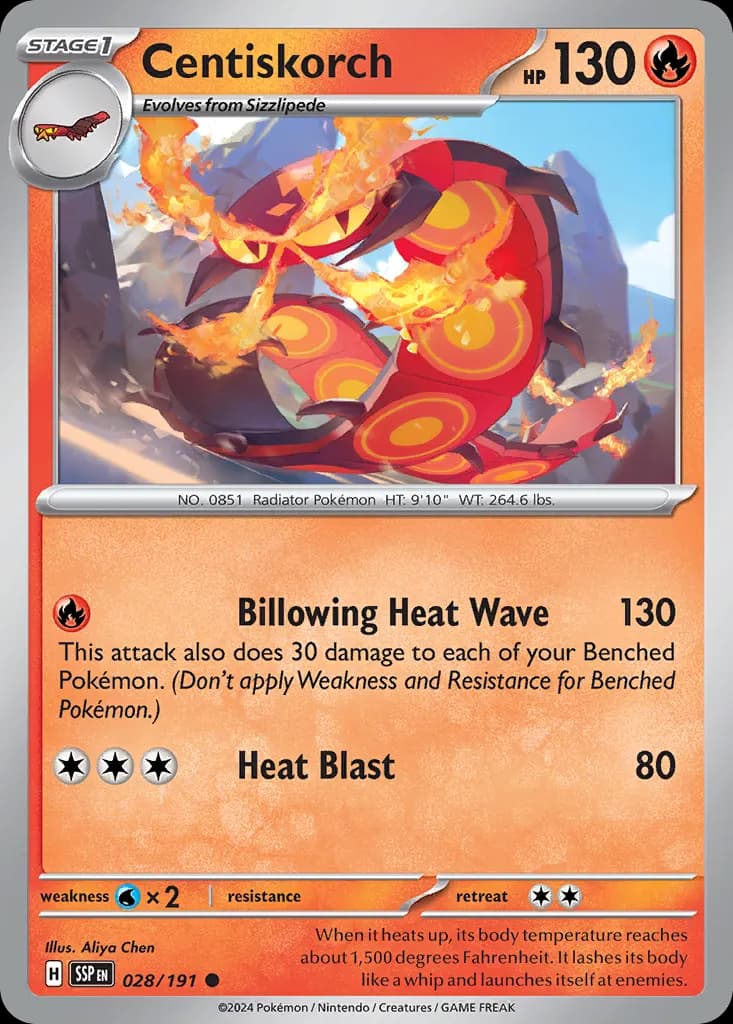 Centiskorch — Surging Sparks 28 Pokémon card