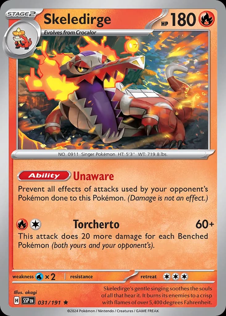 Skeledirge — Surging Sparks 31 Pokémon card