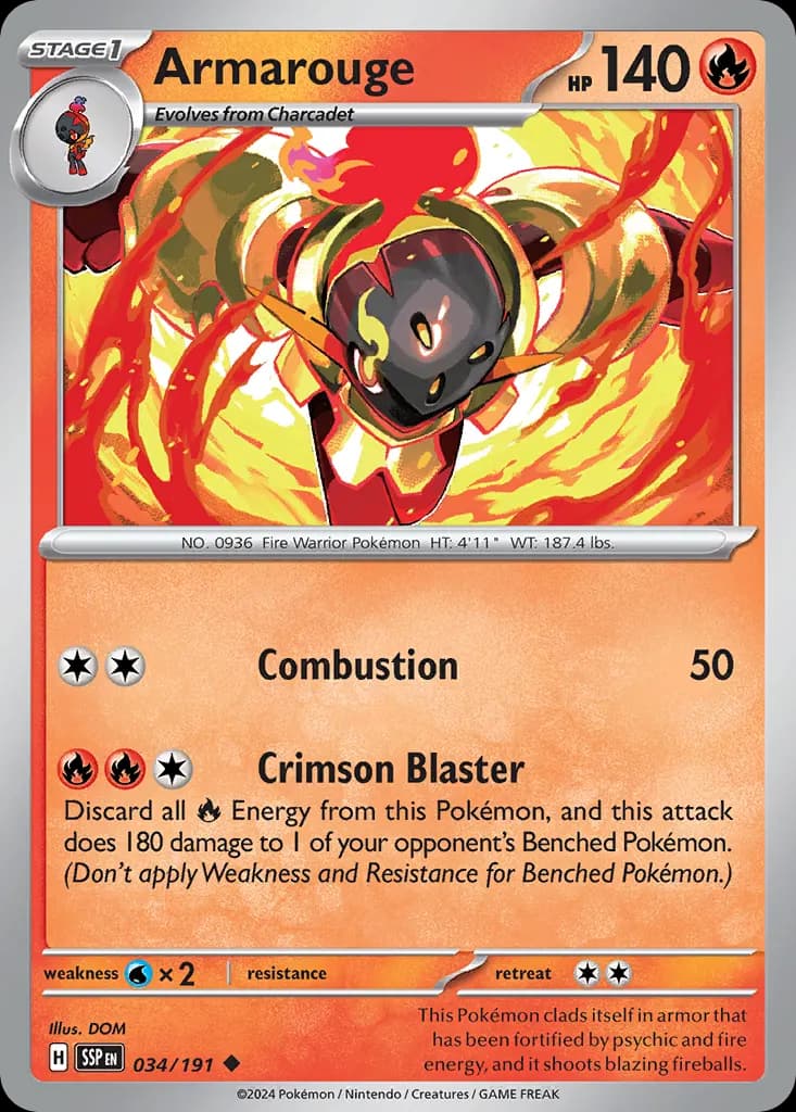 Armarouge — Surging Sparks 34 Pokémon card