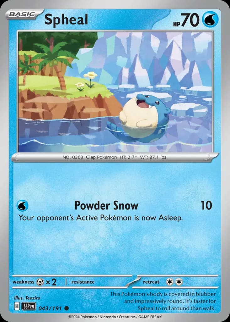 Spheal — Surging Sparks 43 Pokémon card