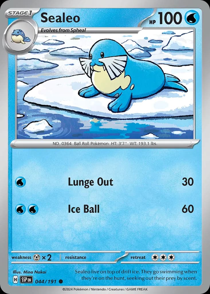 Sealeo — Surging Sparks 44 Pokémon card