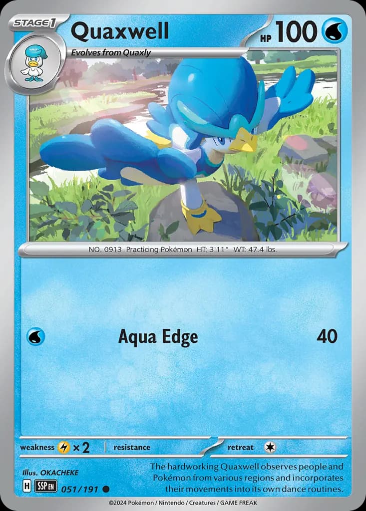 Quaxwell — Surging Sparks 51 Pokémon card