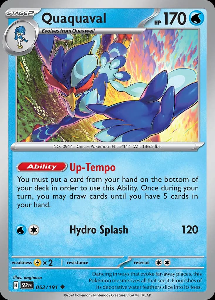 Quaquaval — Surging Sparks 52 Pokémon card
