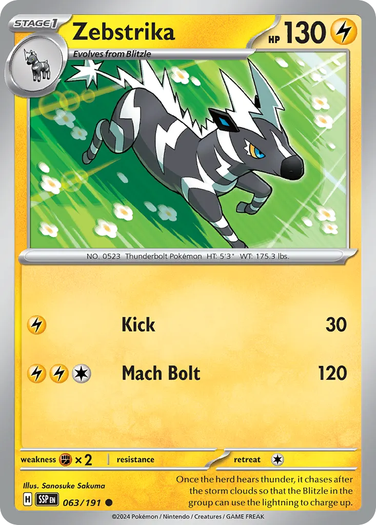 Zebstrika — Surging Sparks 63 Pokémon card