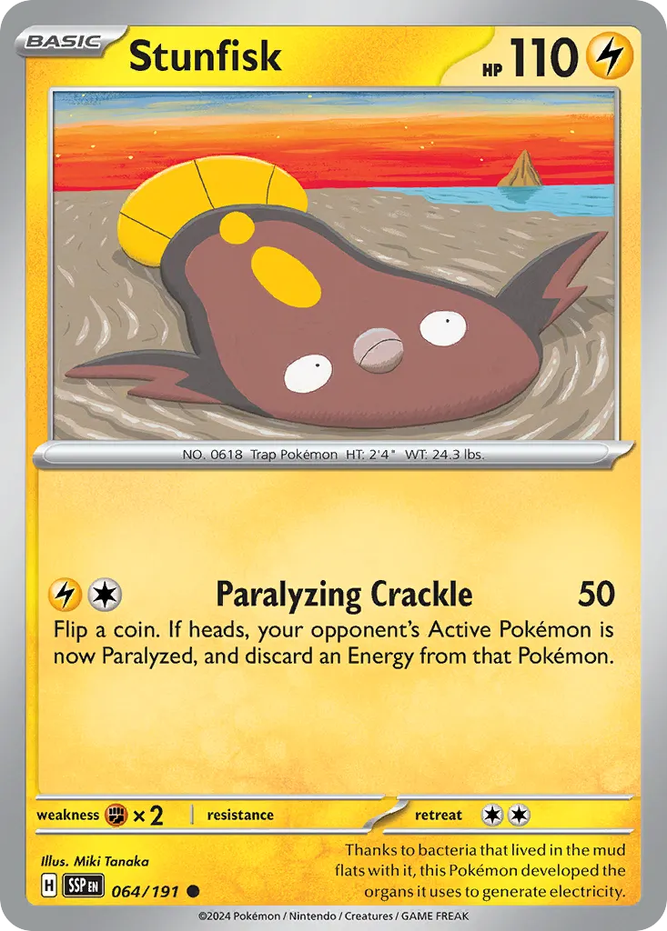 Stunfisk — Surging Sparks 64 Pokémon card