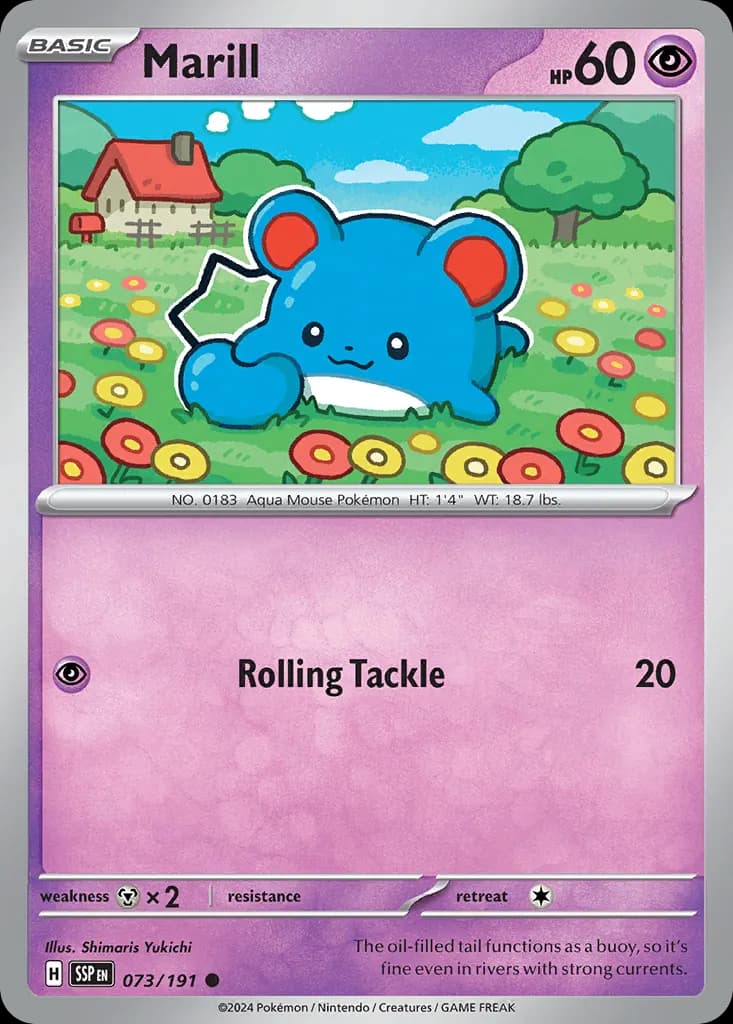Marill — Surging Sparks 73 Pokémon card
