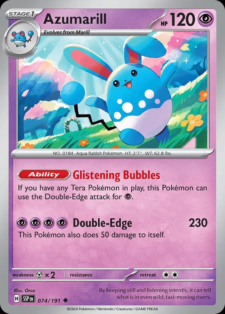 Azumarill — Surging Sparks 74 Pokémon card