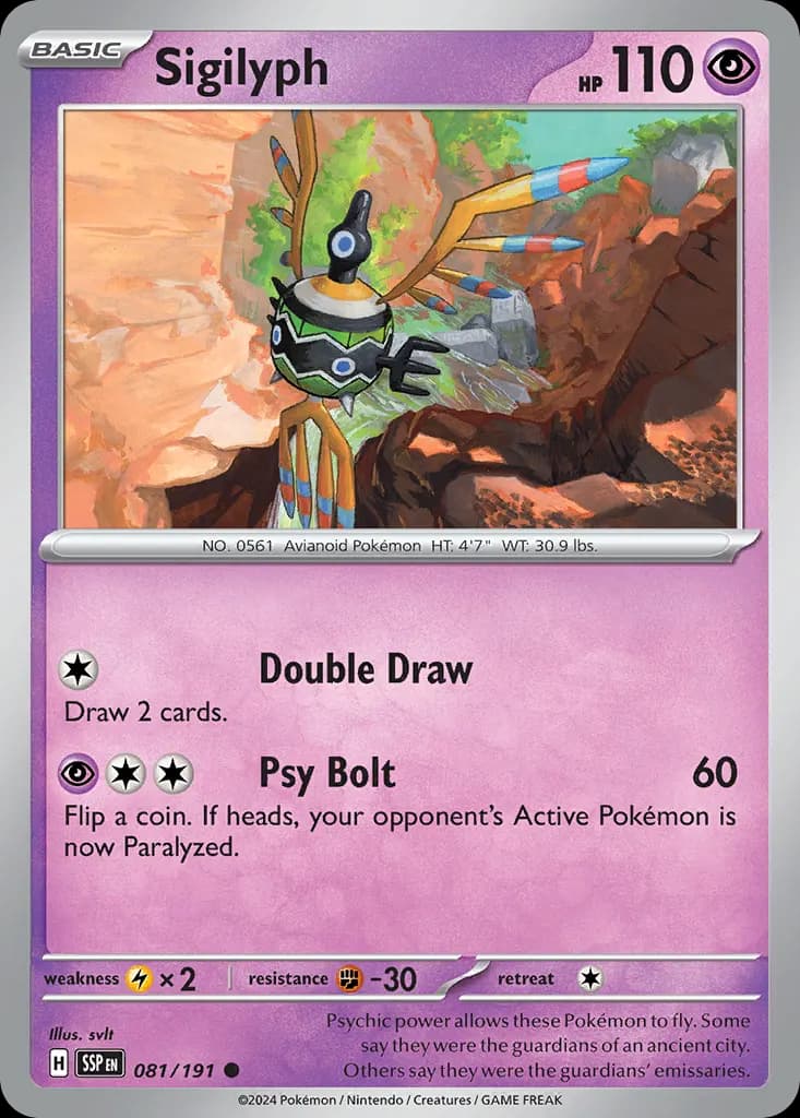 Sigilyph — Surging Sparks 81 Pokémon card