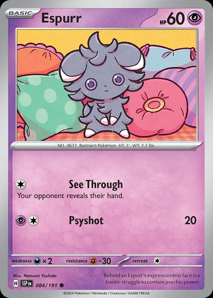Espurr — Surging Sparks 84 Pokémon card
