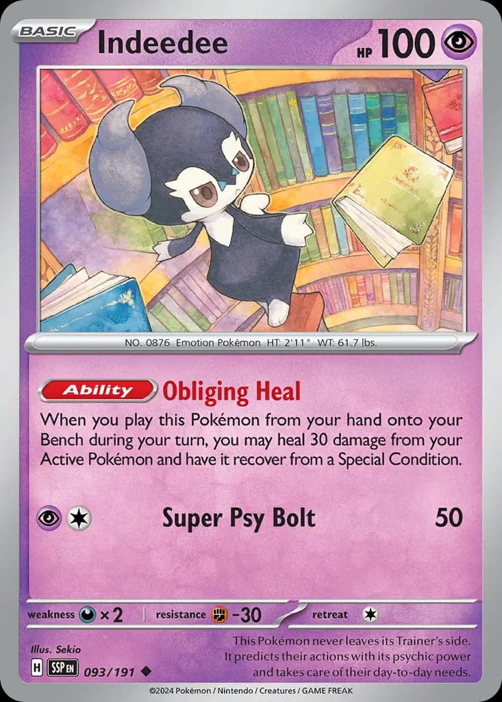 Indeedee — Surging Sparks 93 Pokémon card
