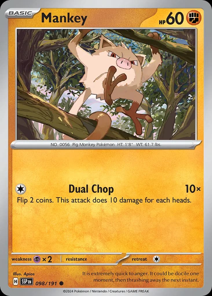 Mankey — Surging Sparks 98 Pokémon card