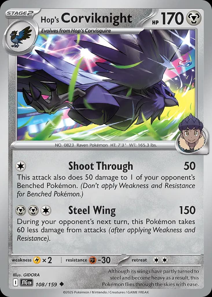 Hop's Corviknight — Journey Together 108 Pokémon card