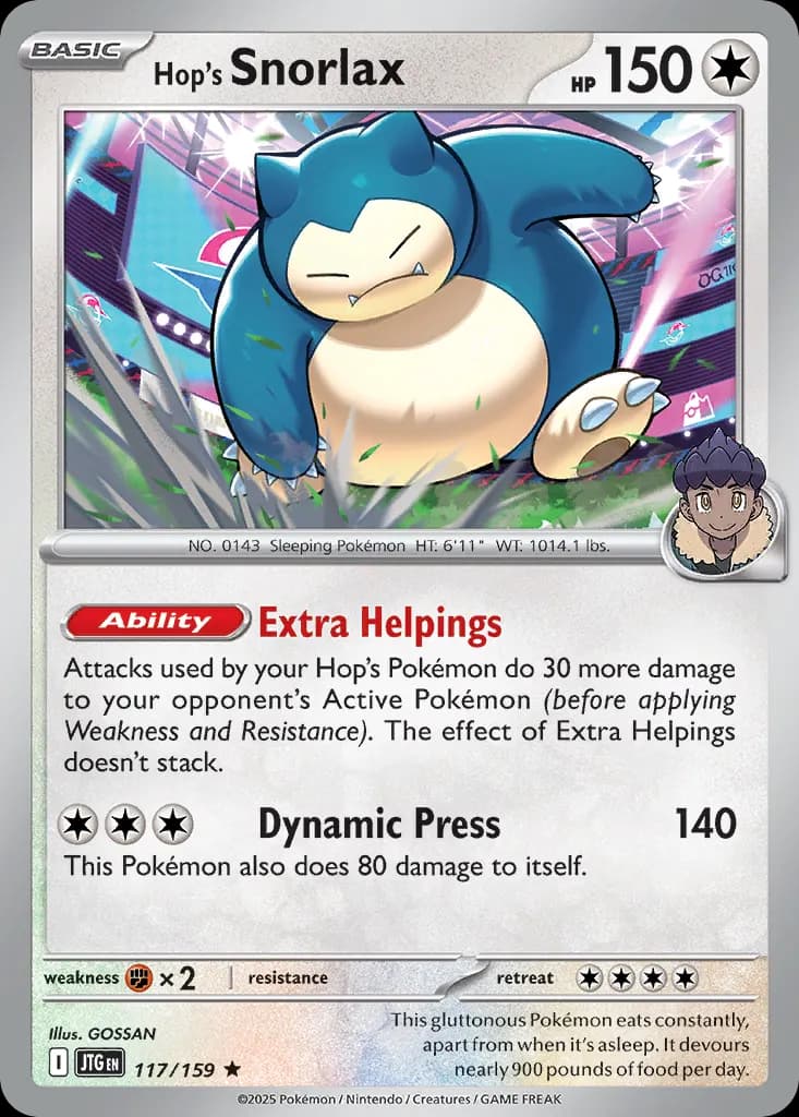 Hop's Snorlax — Journey Together 117 Pokémon card